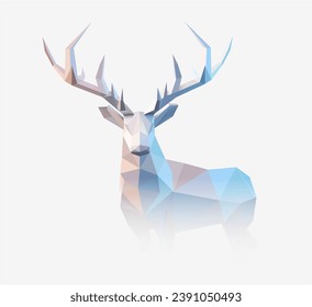 Deer in geometric low-poly style, artistic polygonal vector illustration. Polygonal vector low poly deer illustration.