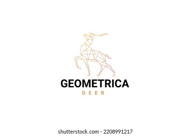 Deer Geometric Polygonal Logo Design Template