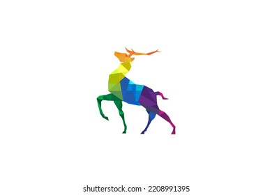 Deer Geometric Polygonal Logo Design Template