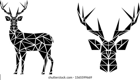 deer geometric winter vector, Christmas pattern, deer new year 2020