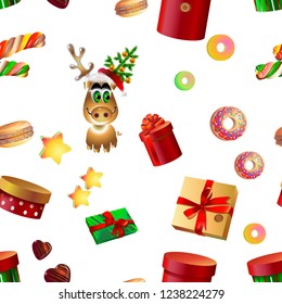 deer gifts and sweets on the pattern