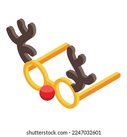 Icono de gafas de venado vector isométrico. Santa. Foto de vacaciones