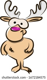 Venado con gafas, ilustración, vector sobre fondo blanco.