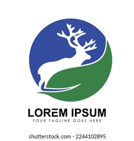 Deer Globe Logo vector icon Sign illustration in white background isolated