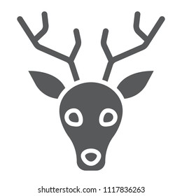 Deer glyph icon, animal and zoo, stag sign vector graphics, a solid pattern on a white background, eps 10.