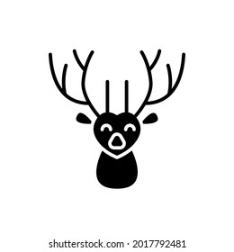 Deer glyph icon. Taiwanese animal. Oriental custom. Asian item. Black filled symbol. Isolated vector stock illustration