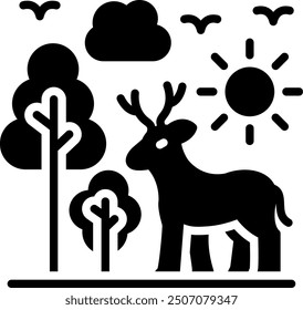 Deer Glyph Vector Icon Design