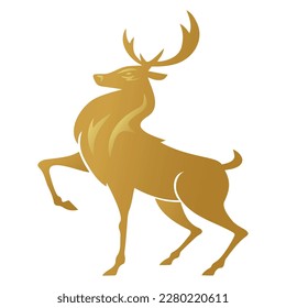 Deer Gold Golden Logo Drawing Vector Illustration