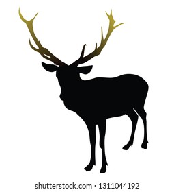 Deer with golden horns, vector