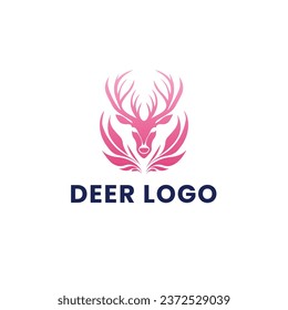 Logo Colorido de degradado de ciervos. Diseño del logotipo de la cabeza del venado. Ilustración del vector con logotipo de ciervo.