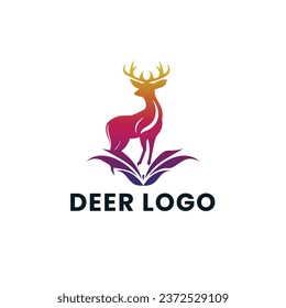 Deer Gradient Colorful Logo. Deer Head Logo Design. Deer Logo Vector illustration.