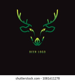 Deer Gradient green on a dark background. logo. symbol. vector