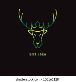 Deer Gradient green on a dark background. logo. symbol. vector