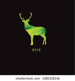 Deer Gradient green on a dark background. logo. symbol. vector