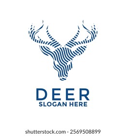 Deer Graphic line logo template. Deer antler head vector logo design