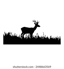 A Deer with grass isolated white background
