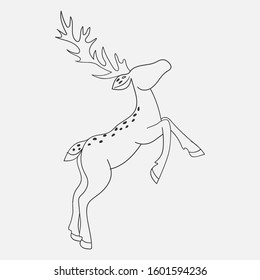 Deer. Gray outline. Vector illustration.