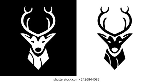 Deer Logо. Ideal para su logotipo de caza, silueta vector icono diseño cuernos.Wild renos al aire libre marca etiqueta.
Signo de cornamenta de alce. Símbolo del ciervo de la fauna. Ilustración vectorial.