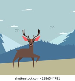 deer in the green field