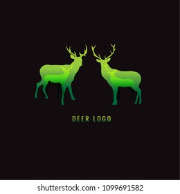 deer green. on black background. vector. Illustration. logo. symbol. Animals