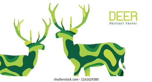 deer green style Abstract illustration vector