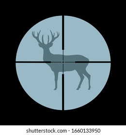 Deer and gunsight - animal is going to be killed gun and weapon. Hunter's device for hunting. Vector illustration