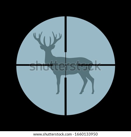 Deer and gunsight - animal is going to be killed gun and weapon. Hunter's device for hunting. Vector illustration