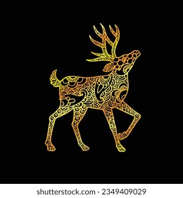 deer hand draw doodle illustration vector , golden deer ilustration 