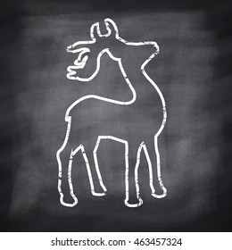 Deer with hand draw , isolated on chalkboard background, Sketchy illustration hand drawn, vector object isolated, realistic image