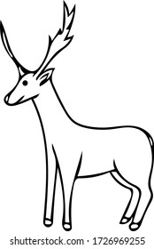elemento dibujado a mano de ciervo en estilo doodle. minimalismo monocromático vectorial escandinavo. animal de bosque adorable