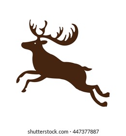 Deer hand drawn ink brush grunge set