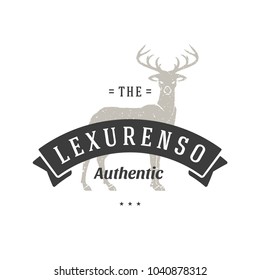 Deer hand drawn logo isolated on white background vector illustration for labels, badges, t-shirt and other design.