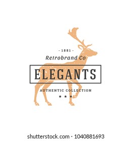 Deer hand drawn logo isolated on white background vector illustration for labels, badges, t-shirt and other design.