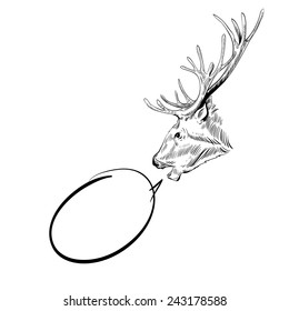 Deer hand drawn, vector illustration