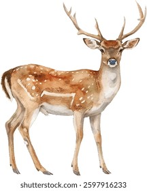 Deer – Hand-Painted Watercolor Vector Illustration

