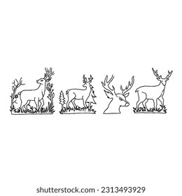 deer handrawn doodle illustrations vector set
