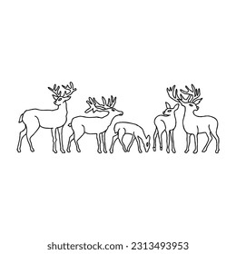 deer handrawn doodle illustrations vector set