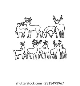 deer handrawn doodle illustrations vector set