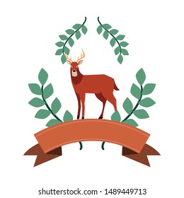deer happy autumn season flat design