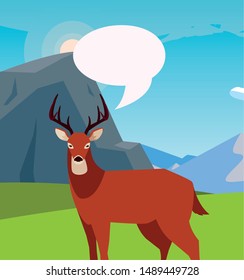 deer happy autumn season flat design