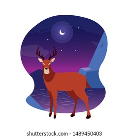 deer happy autumn season flat design