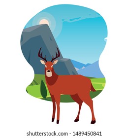 deer happy autumn season flat design