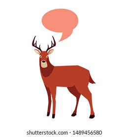 deer happy autumn season flat design