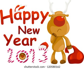deer  happy new year 2013 vector