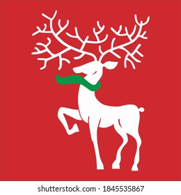 Deer Happy New Year 2021 Merry Christmas design vector illustration 
