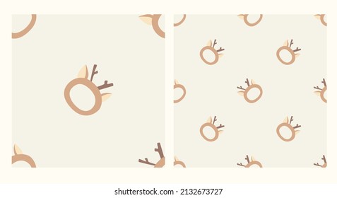 Deer hat seamless pattern. Hand drawn illustration. Vector for fabric, clothes, background, wallpaper, print, packaging, card, decoration, banner or other uses.