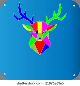 Resumen de la cabeza de ciervo aislado en un fondo azul. Estilo geométrico.Para fondo de pantalla, fondo de teléfono móvil y papel tapiz de pc. Ilustración del vector