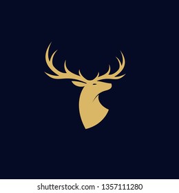 deer head abstract logo design vector template. modern flat antlers, wild animal illustration style