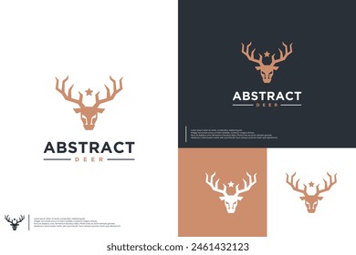 cabeza de ciervo, logotipo abstracto, estilo geométrico, ilustración de diseño de logotipo.