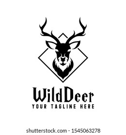 deer head with amazing sharp horn image graphic icon logo design abstract concept vector stock. Can be used as a symbol related to animal.